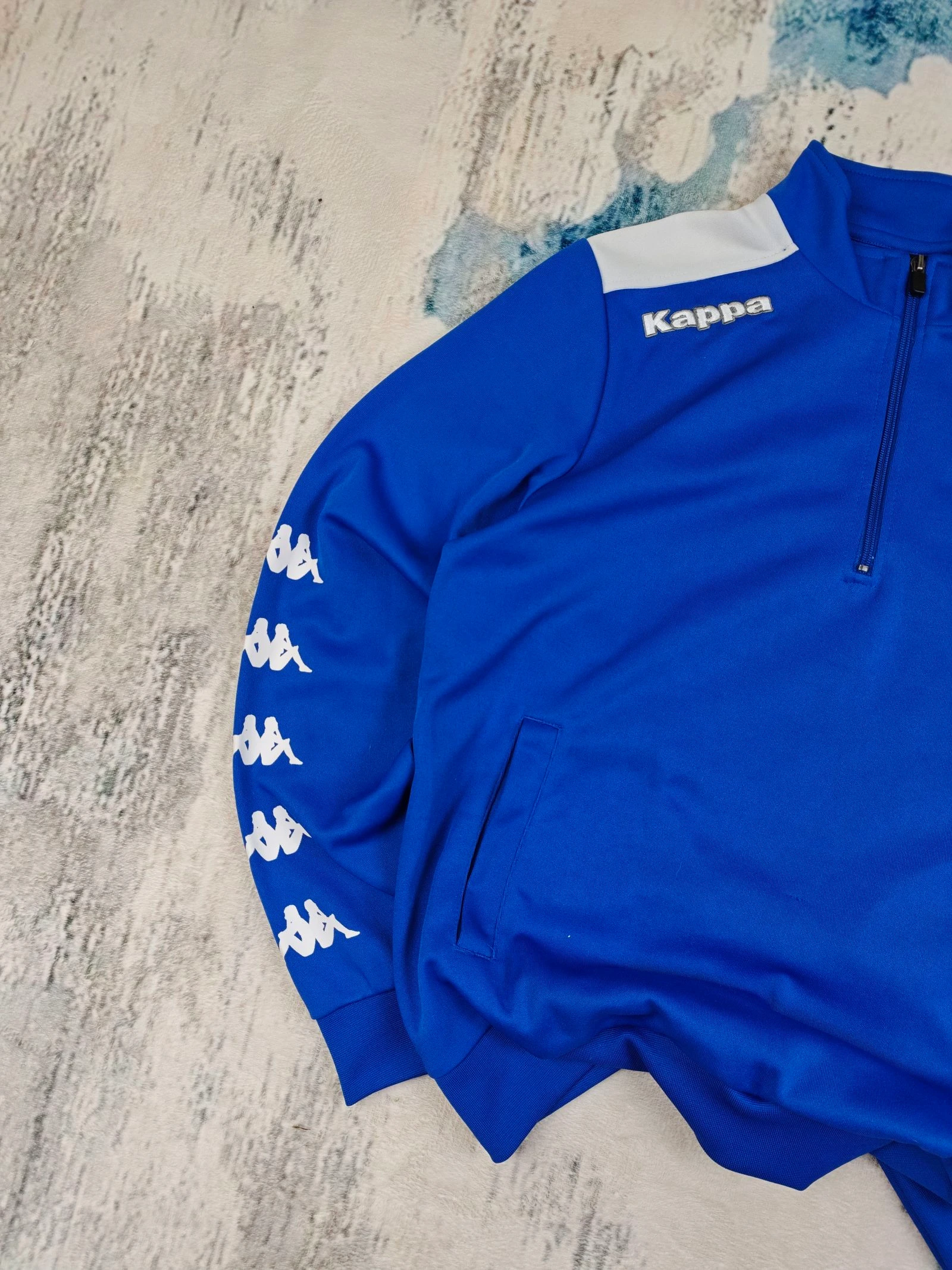 Jaqueta de treino Kappa Real Betis Football azul branco com zíper quarto tamanho G – photo 5